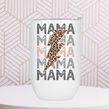 Load image into Gallery viewer, Mama Leopard Print Lightning Bolt Wine Tumbler