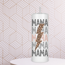 Load image into Gallery viewer, Mama Leopard Print Lightning Bolt Skinny Tumbler
