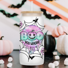 Load image into Gallery viewer, Boo You Whore Glass Jar Tumbler - A+A Custom Crafts