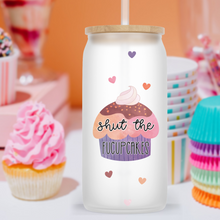 Load image into Gallery viewer, Shut the Fucupcakes Glass Jar Tumbler