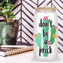 Load image into Gallery viewer, Not a Hugger Cactus Glass Jar Tumbler