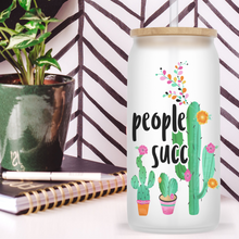Load image into Gallery viewer, People Succ Cactus Glass Jar Tumbler