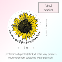 Load image into Gallery viewer, I'm a Ray of Fucking Sunshine Sunflower Sticker - A+A Custom Crafts