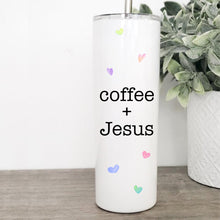 Load image into Gallery viewer, Coffee and Jesus, Tumbler with Straw, Funny Coffee Mug, Religious Gift, Religious Gifts, Running on Jesus, Confirmation Gift,