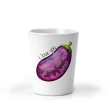 Load image into Gallery viewer, Eggplant Emoji, Penis, Shot Glass, Naughty Valentine, Funny Valentines Day Gift for Him, Boyfriend Gift,