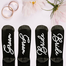 Load image into Gallery viewer, Bride, Groom Socks, Wedding Socks, Personalized Wedding Gift, Engagement Gifts for Couple