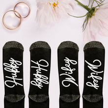 Load image into Gallery viewer, Bride, Groom Socks, Wedding Socks, Personalized Wedding Gift, Engagement Gifts for Couple