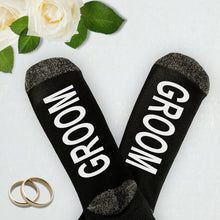 Load image into Gallery viewer, Bride, Groom Socks, Wedding Socks, Personalized Wedding Gift, Engagement Gifts for Couple
