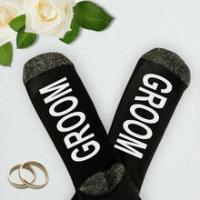Load image into Gallery viewer, Bride, Groom Socks, Wedding Socks, Personalized Wedding Gift, Engagement Gifts for Couple
