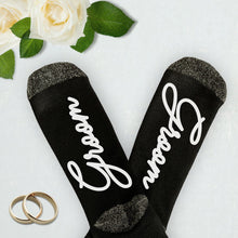 Load image into Gallery viewer, Bride, Groom Socks, Wedding Socks, Personalized Wedding Gift, Engagement Gifts for Couple