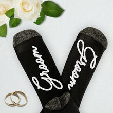 Load image into Gallery viewer, Bride, Groom Socks, Wedding Socks, Personalized Wedding Gift, Engagement Gifts for Couple