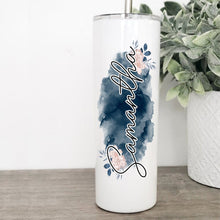 Load image into Gallery viewer, Floral, Watercolor, Personalized Tumbler, Tumbler with Straw, New Mom Gift, Mothers Day Gift,
