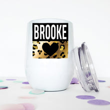 Load image into Gallery viewer, Custom Wine Tumbler, Leopard Print, Wine Glasses, Best Friend Birthday Gifts, 21st Birthday Gift for Her,