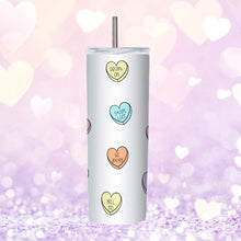 Load image into Gallery viewer, Anti Valentines Day, Skinny Tumbler, Conversation Hearts, Galentines Day, Valentines Day Gift for Her,