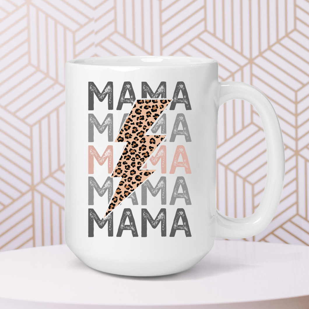 Mama Leopard Print Lightning Bolt Mug