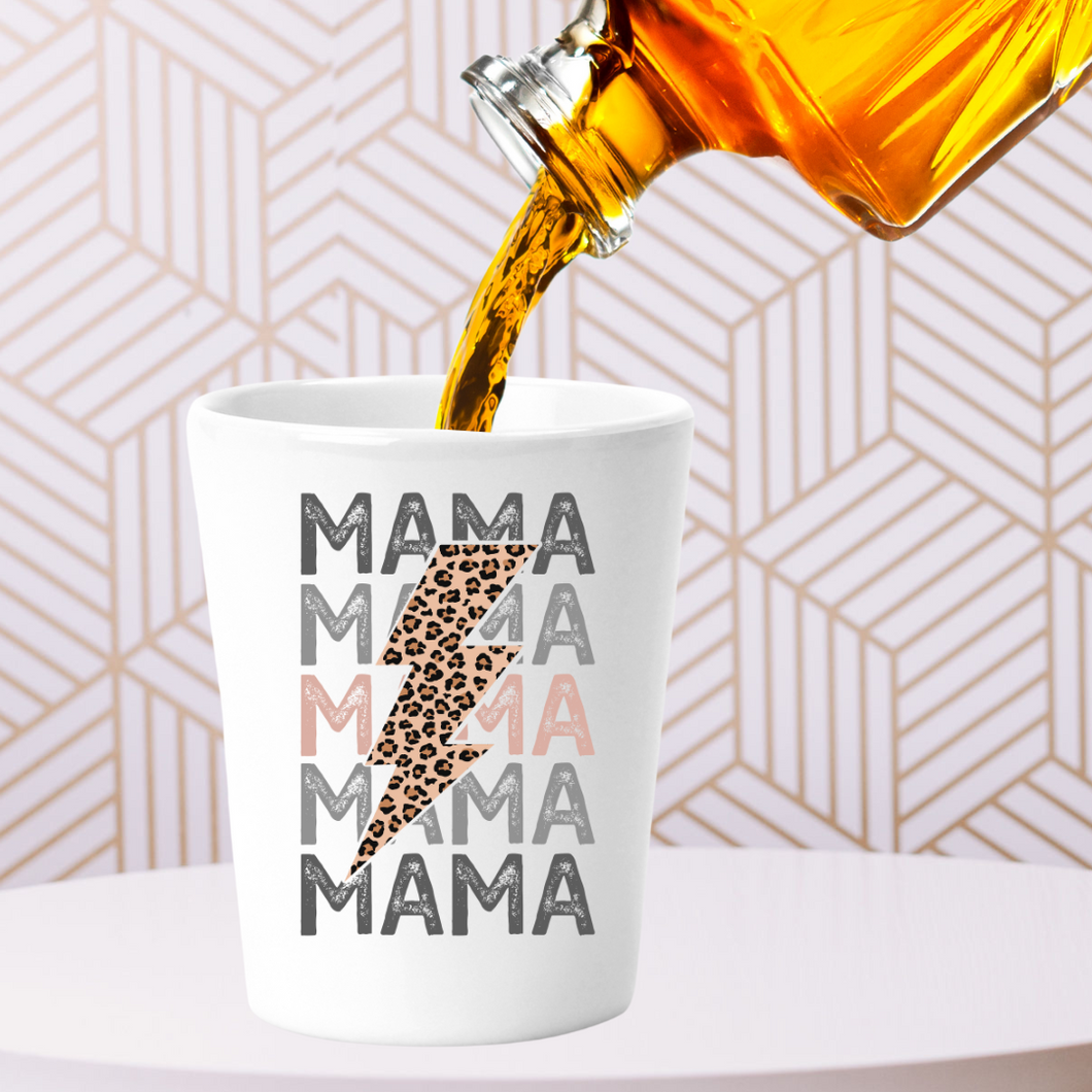 Mama Leopard Lightning Bolt Shot Glass