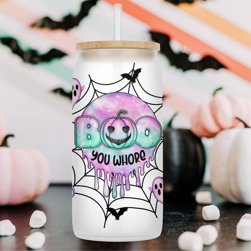 Boo You Whore Glass Jar Tumbler - A+A Custom Crafts