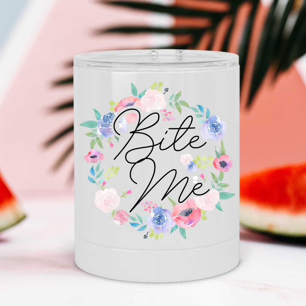 Leave Me Alone Floral Wreath Lowball Tumbler - A+A Custom Crafts