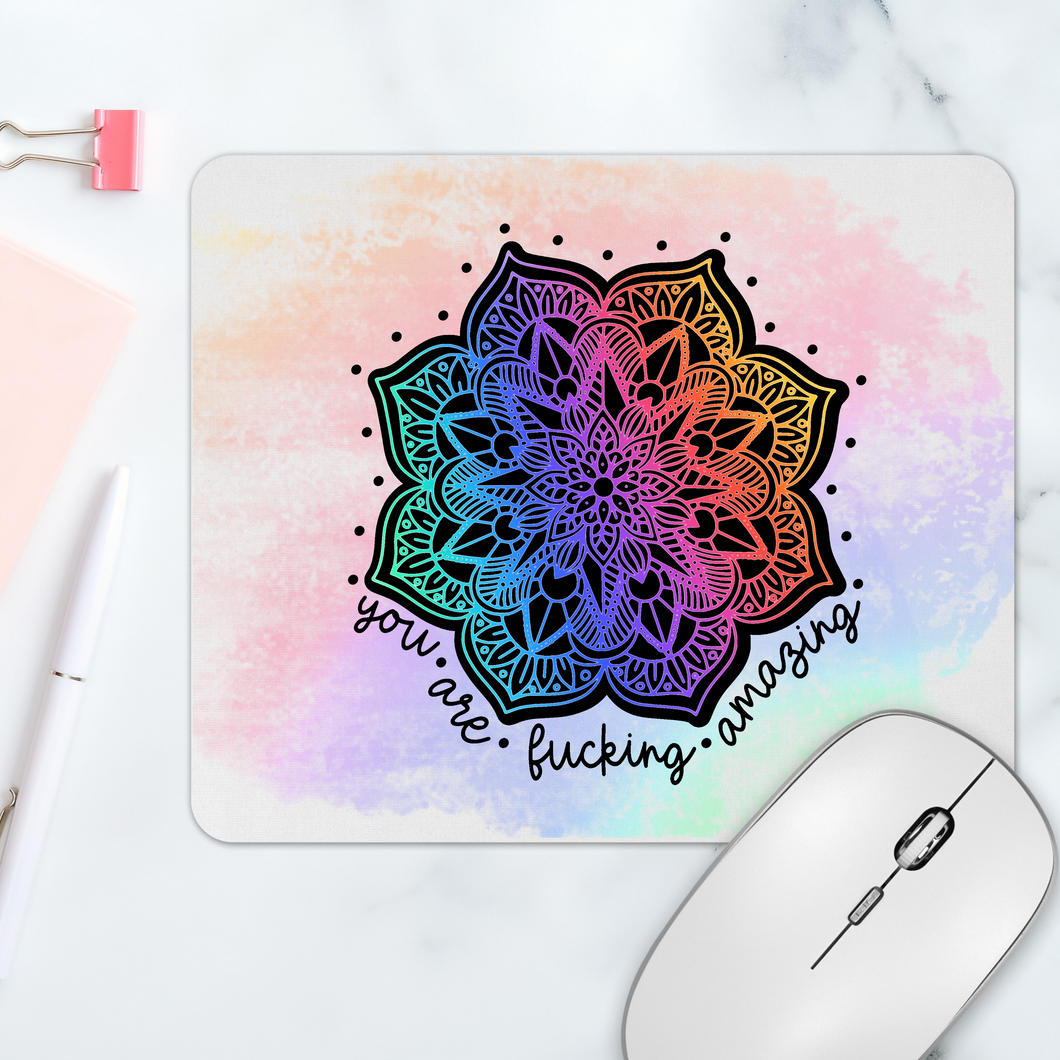 You Are Fucking Amazing Mandala Round Mousepad