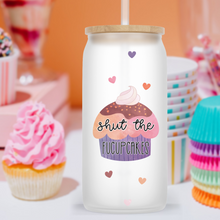 Load image into Gallery viewer, Shut the Fucupcakes Glass Jar Tumbler
