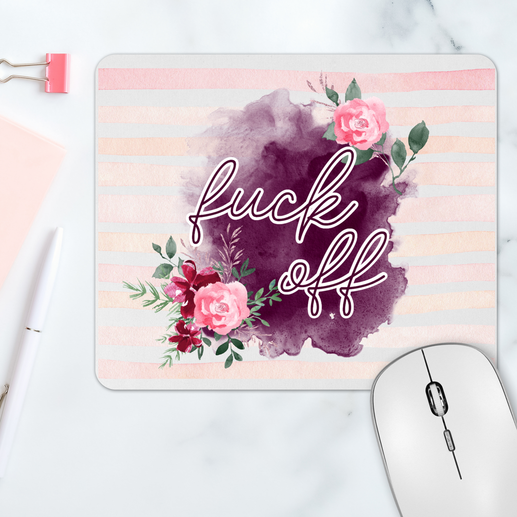 Fuck Off Floral Round Mousepad