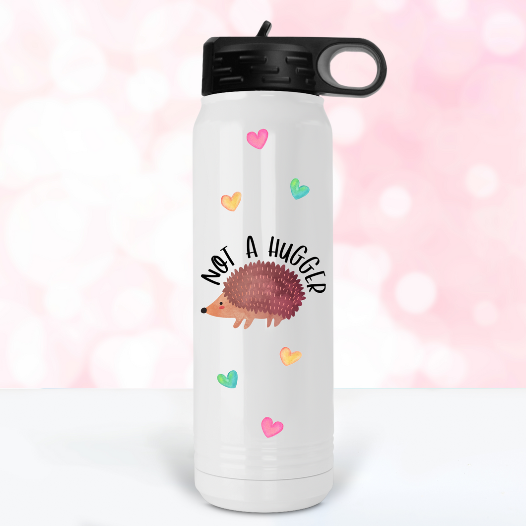 Not a Hugger Hedgehog Water Bottle - A+A Custom Crafts