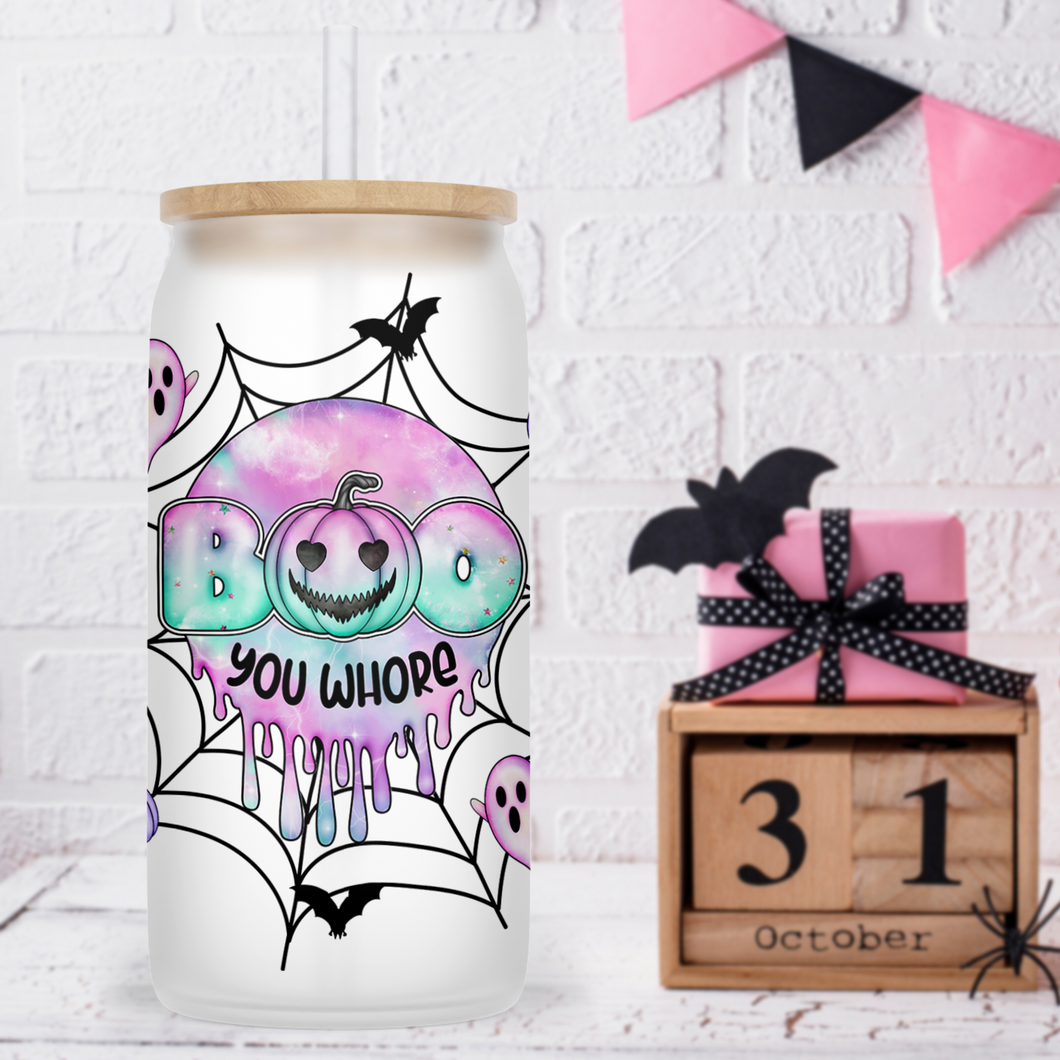 Boo Glass Jar Tumbler - A+A Custom Crafts