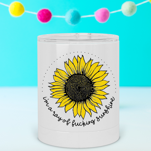 Ray of Fucking Sunshine Sunflower Lowball Tumbler - A+A Custom Crafts