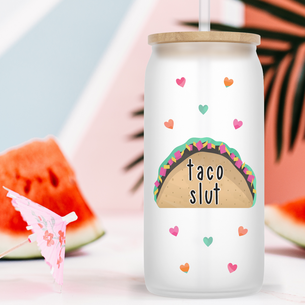 Taco Slut Glass Jar Tumbler