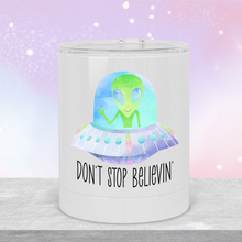 Load image into Gallery viewer, Don&#39;t Stop Believin&#39; Alien Lowball Tumbler - A+A Custom Crafts
