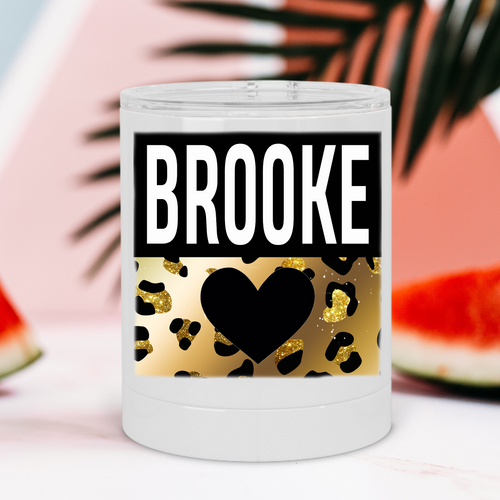 Personalized Name Leopard Print Lowball Tumbler - A+A Custom Crafts