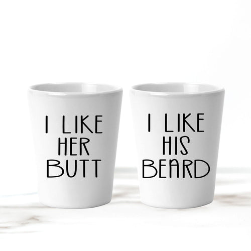 Butt, Beard, Shot Glasses, Girlfriend Gift, Boyfriend Gift, Couples Gift, Christmas Gift, Stocking Stuffer, Anniversary Gift, Wedding Gift