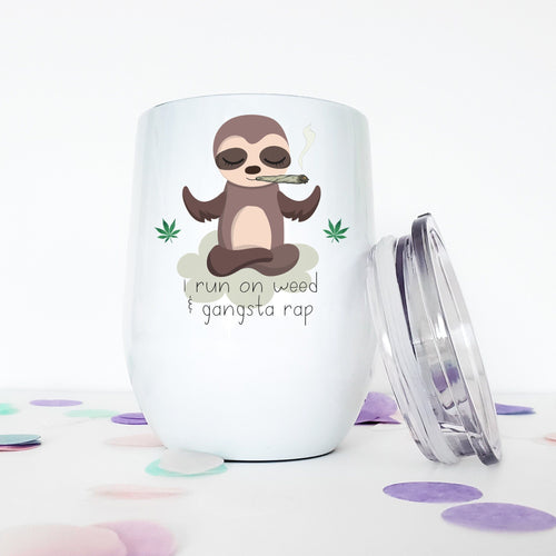 Weed, Marijuana, Sloth Gifts, Stoner Gifts, Weed Accessories, Wine Tumbler, Best Friend Gift, Coworker Christmas Gift, Stocking Stuffer