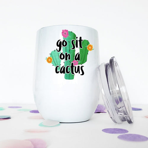 Cactus, Custom Wine Tumbler, Succulents, Best Friend Birthday Gifts,