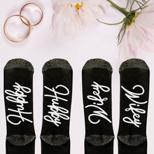 Load image into Gallery viewer, Bride, Groom Socks, Wedding Socks, Personalized Wedding Gift, Engagement Gifts for Couple
