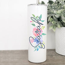 Load image into Gallery viewer, Floral, Watercolor, Personalized Tumbler, Tumbler with Straw, New Mom Gift, Mothers Day Gift,
