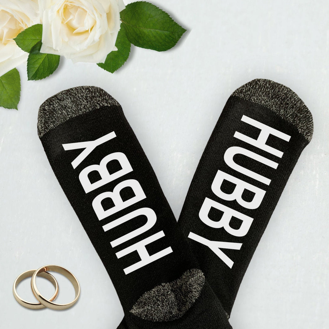 Hubby Socks, Wedding Day Socks, Husband Gift, Engagement Gifts,