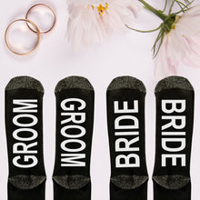 Load image into Gallery viewer, Bride, Groom Socks, Wedding Socks, Personalized Wedding Gift, Engagement Gifts for Couple
