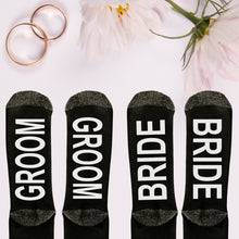 Load image into Gallery viewer, Bride, Groom Socks, Wedding Socks, Personalized Wedding Gift, Engagement Gifts for Couple
