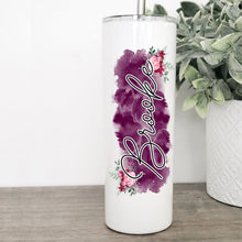 Load image into Gallery viewer, Floral, Watercolor, Personalized Tumbler, Tumbler with Straw, New Mom Gift, Mothers Day Gift,
