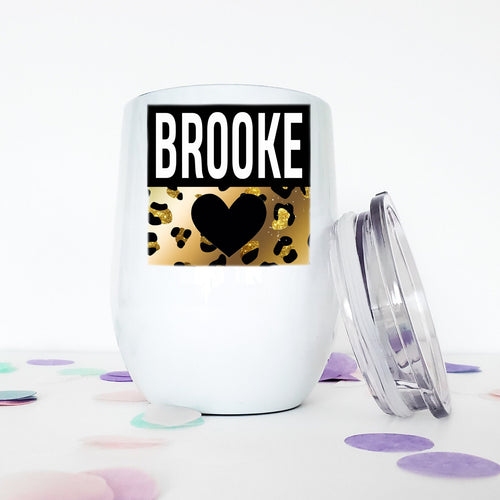 Custom Wine Tumbler, Leopard Print, Wine Glasses, Best Friend Birthday Gifts, 21st Birthday Gift for Her,