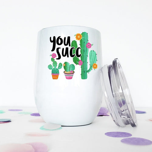 Cactus, Custom Wine Tumbler, Succulents, Best Friend Birthday Gifts,