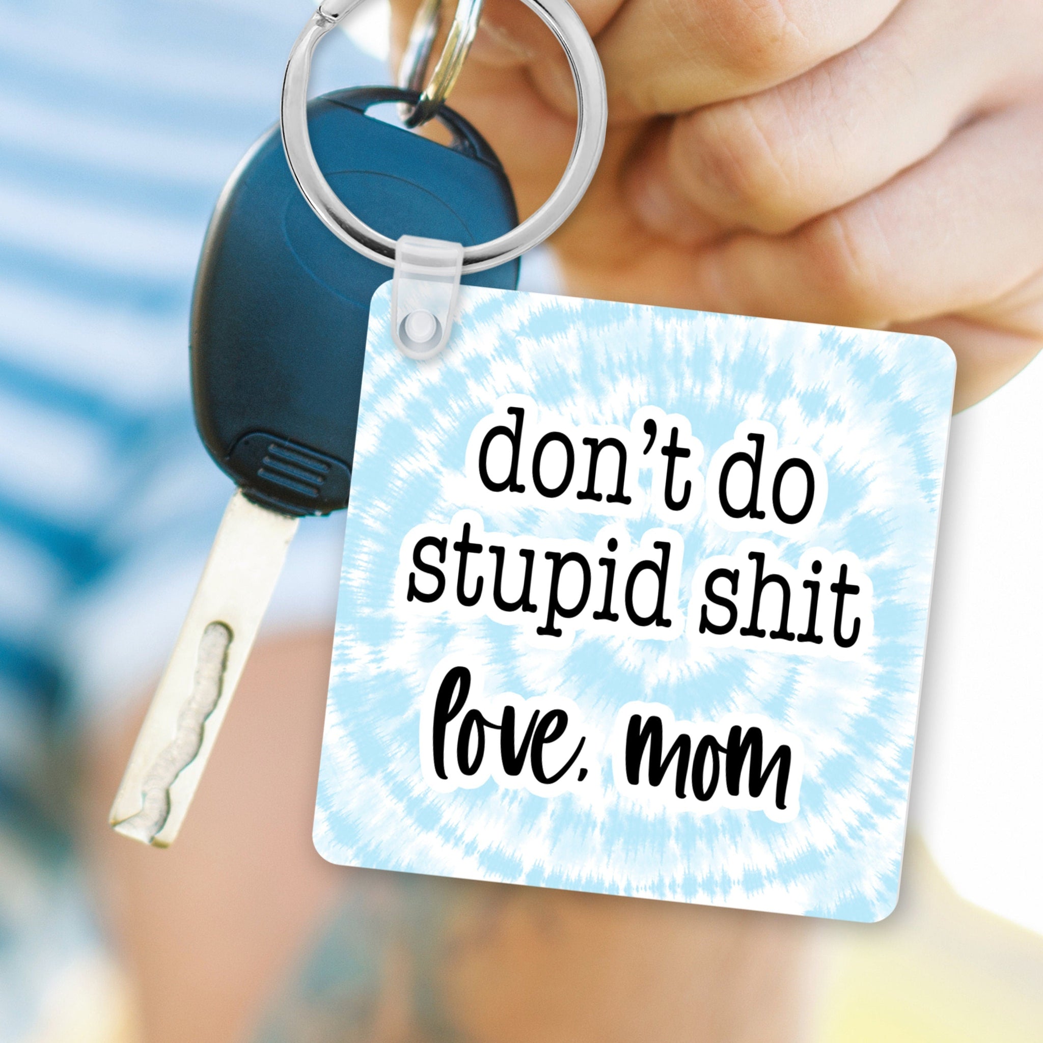 Drive Safely and Don't Do Stupid Shit Love Mom & Dad Keychain, Personalized  Key Chain for Teens, Cute Teen Car Accessories